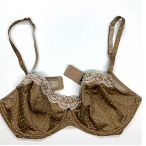 Esprit TAN/ CREAM Polka Dots, Unlined, 38E. *P1085
